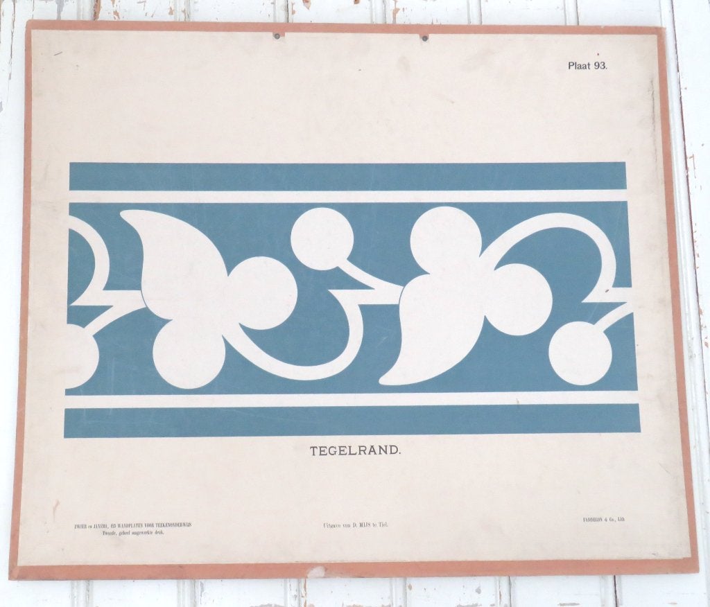 Oude wandplaat  Zwier en Jansma “Tegelrand”, begin 1900, Ophalen of Verzenden