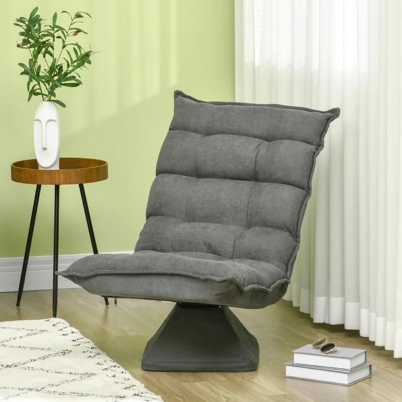 Grijze draaibare relaxfauteuil loungestoel gamestoel, Nieuw, Ophalen of Verzenden, Modern, Comfortabel, Lounge, Eén