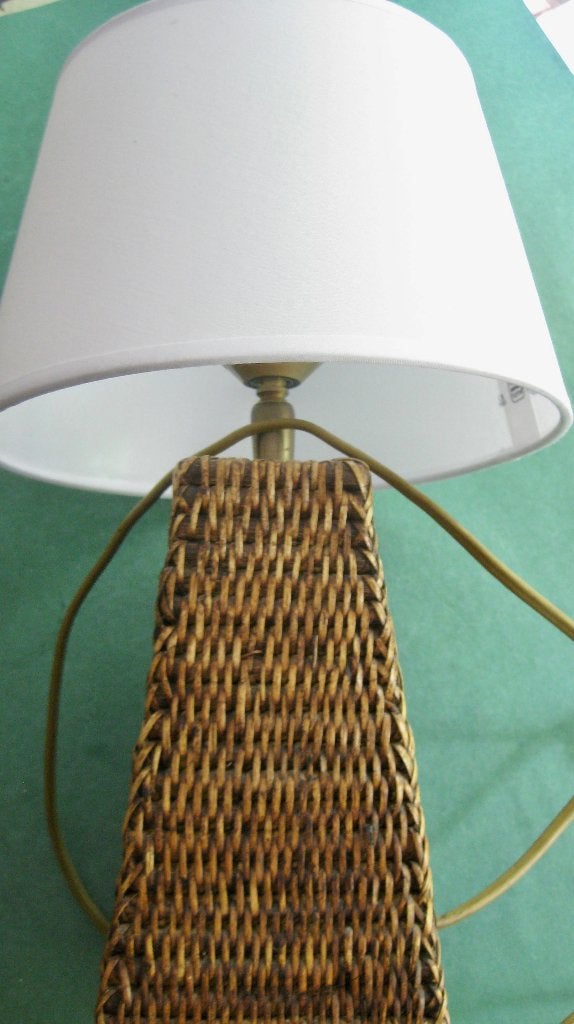 Kleine rattan / birma rieten schemerlamp, Zo goed als nieuw, Schemerlamp, Landelijk, Overige materialen