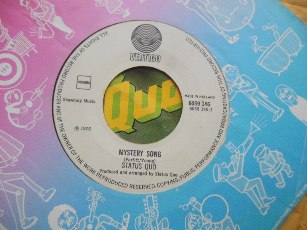 single status quo 45rpm jukebox mystery song hardrock vinyl, Gebruikt, 7 inch, Ophalen of Verzenden, Rock en Metal