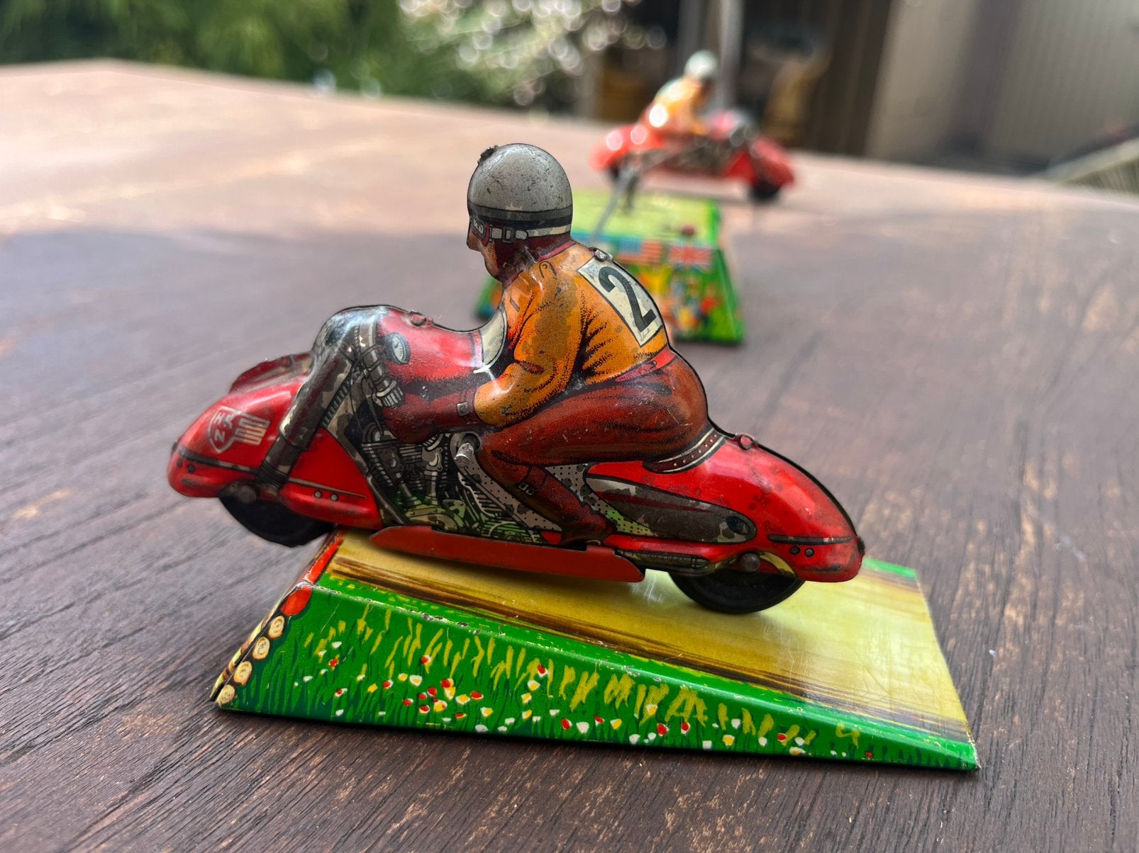 Zeldzaam blikken speelgoed motorfiets baan race cross, Ophalen of Verzenden