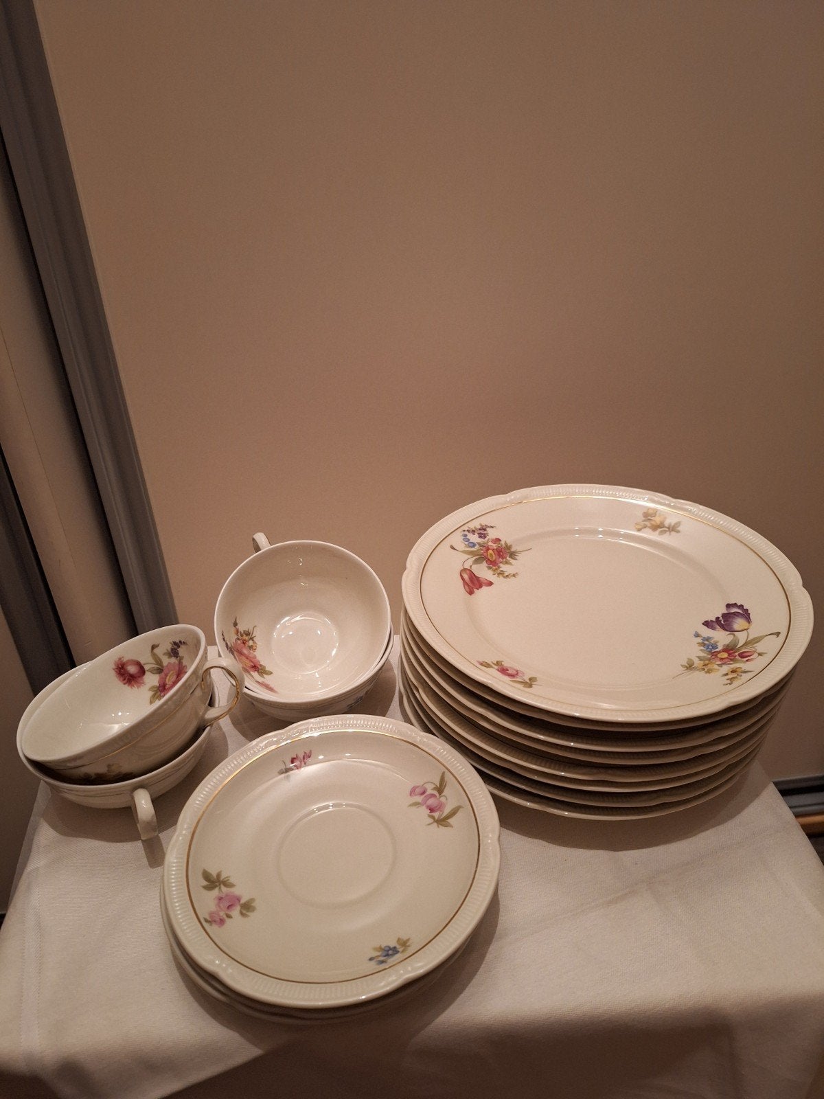 Vintage Scherzer Bavaria porseleinen servies - bloemmotief, Ophalen of Verzenden