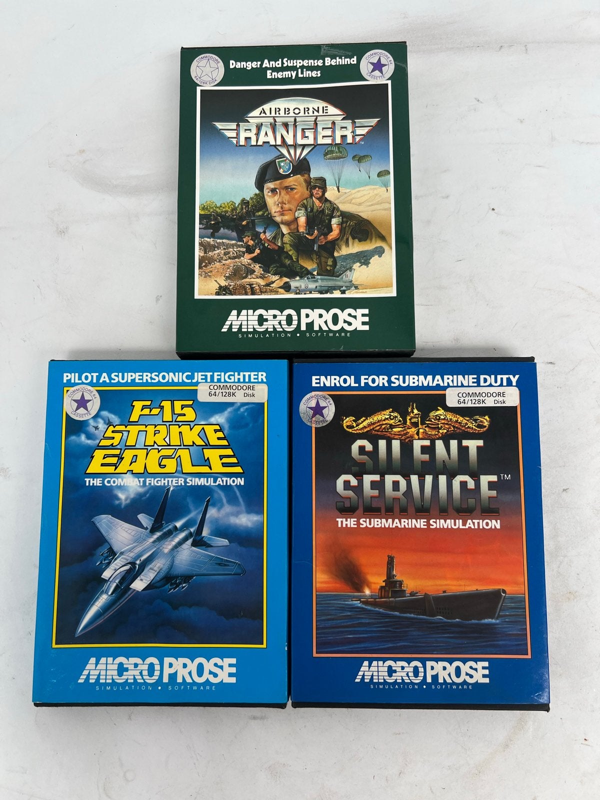 Commodore 64 Games: Airborne Ranger, F-15, Silent Service MP, Spelcomputers en Games, Gebruikt, 1 speler, Ophalen of Verzenden