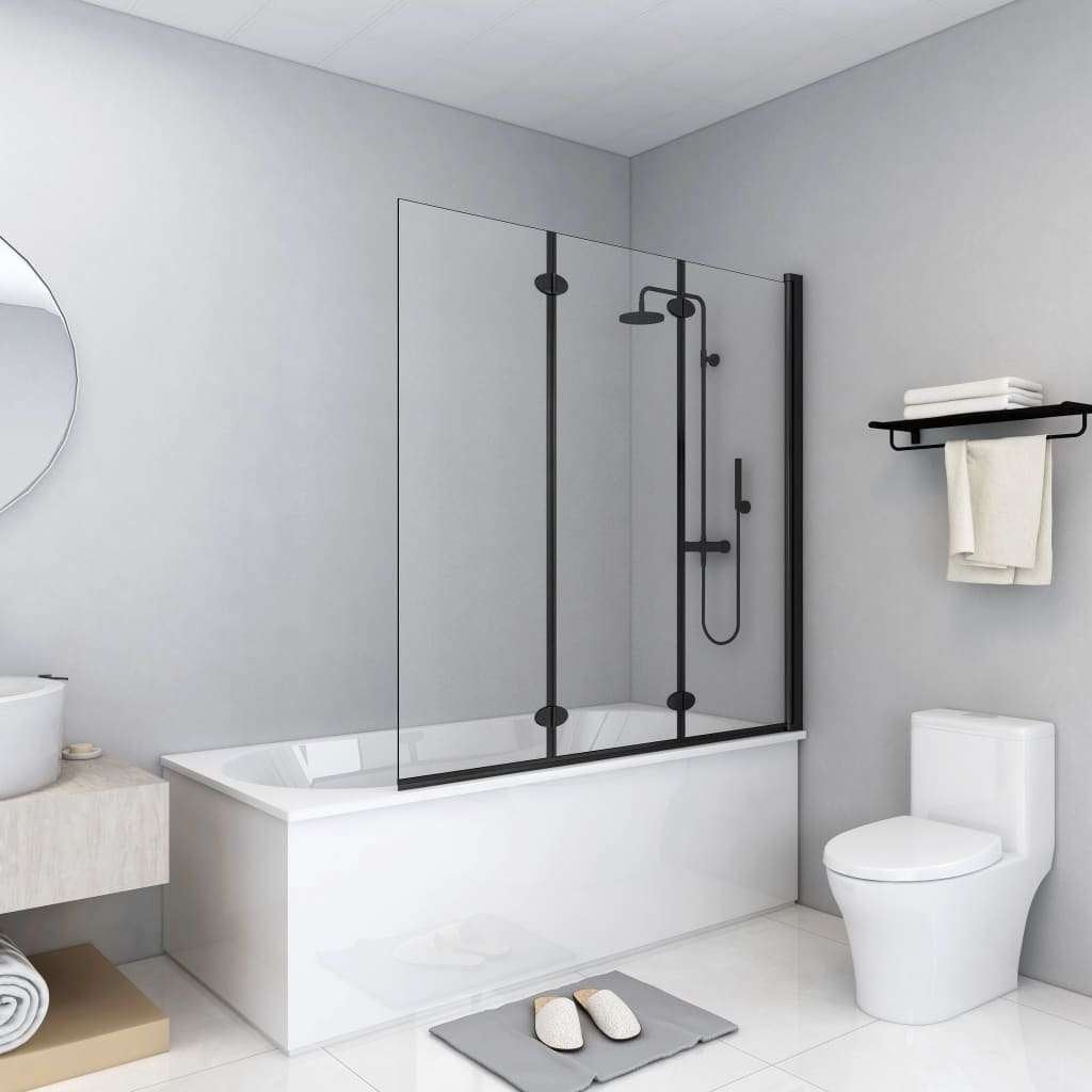 Badscherm 3-delig douchewand 130x138 cm zwart GRATIS BEZORGD, Verzenden, Overige typen, Nieuw, Nvt
