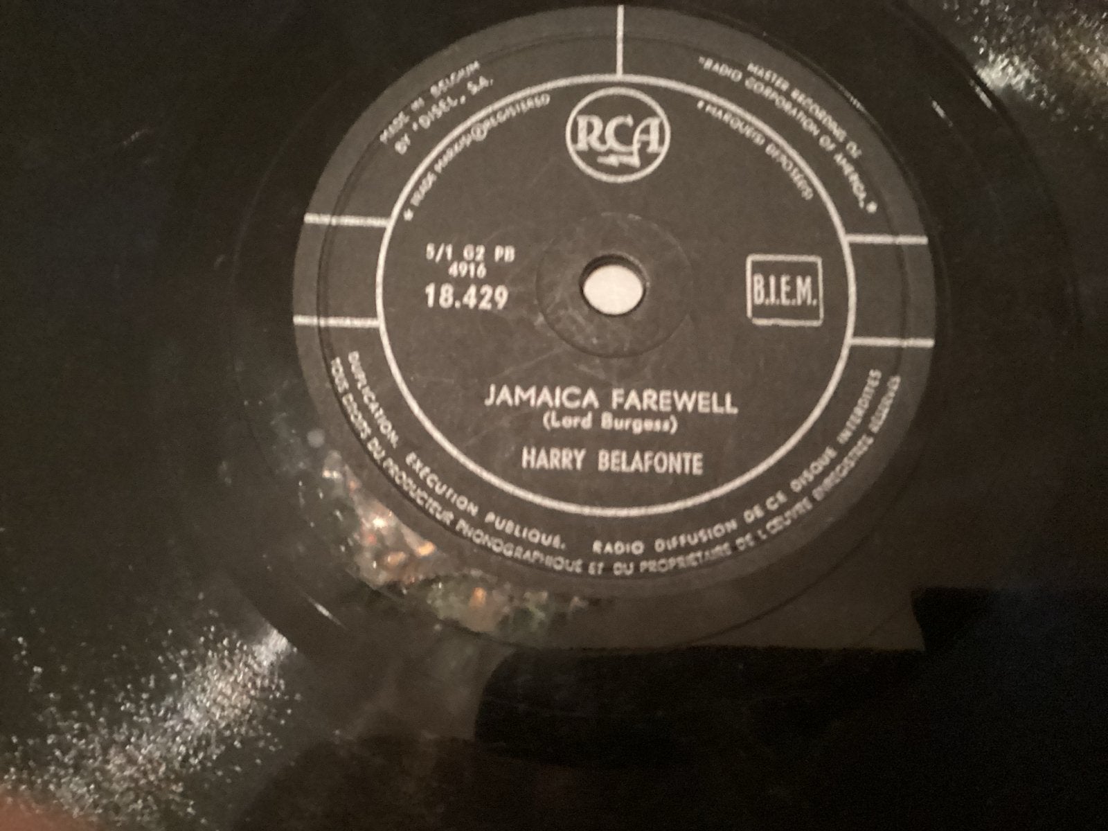 Harr.Belafonte - Jamaica Farewell Matilda 78t. RCA Belgie, Gebruikt, Pop, 7 inch, Ophalen of Verzenden
