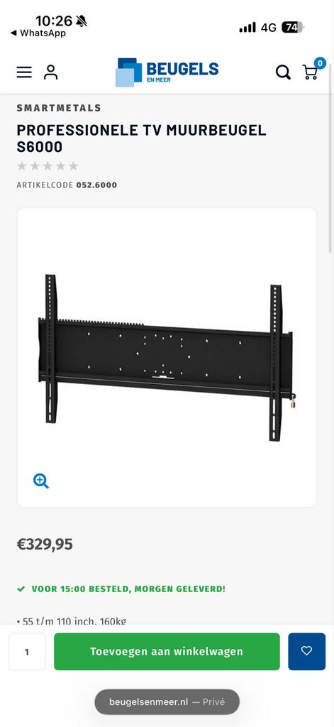 2x Smartmetals S6000 TV Muurbeugel Nieuw, Ophalen, Nieuw