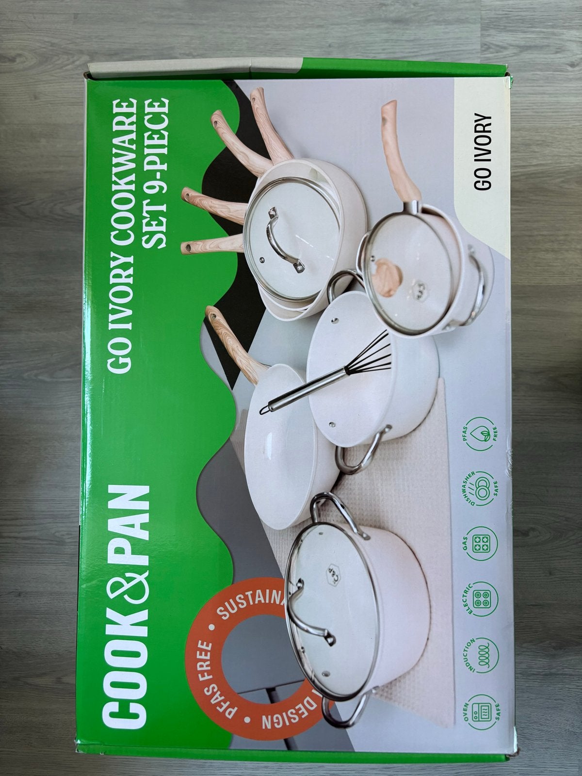 Cook & Pan Go Ivory 9-delige pannenset - Nieuw, Ophalen, Antiaanbaklaag, Nieuw, Pannenset