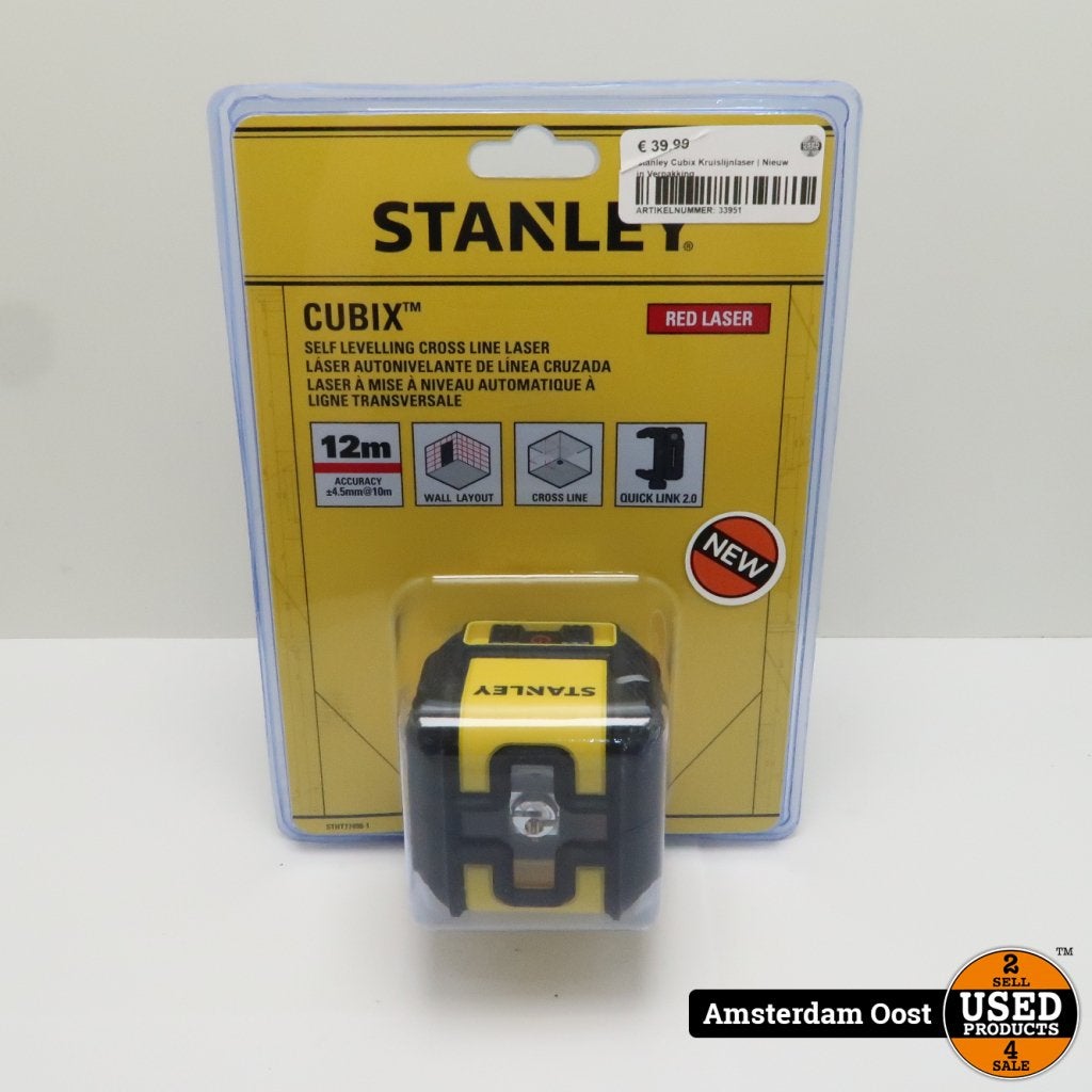 Stanley Cubix Kruislijnlaser | Nieuw in Verpakking, Doe-het-zelf en Verbouw, Stanley, Gebruikt, Support@stanley.com, 1000 Stanley Drive, New Britain, 
CT 06053
USA