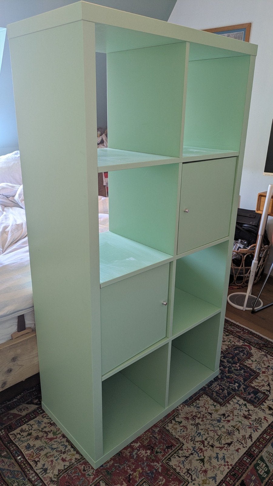 IKEA Kallax kast mintgroen met 2 inzet deurtjes