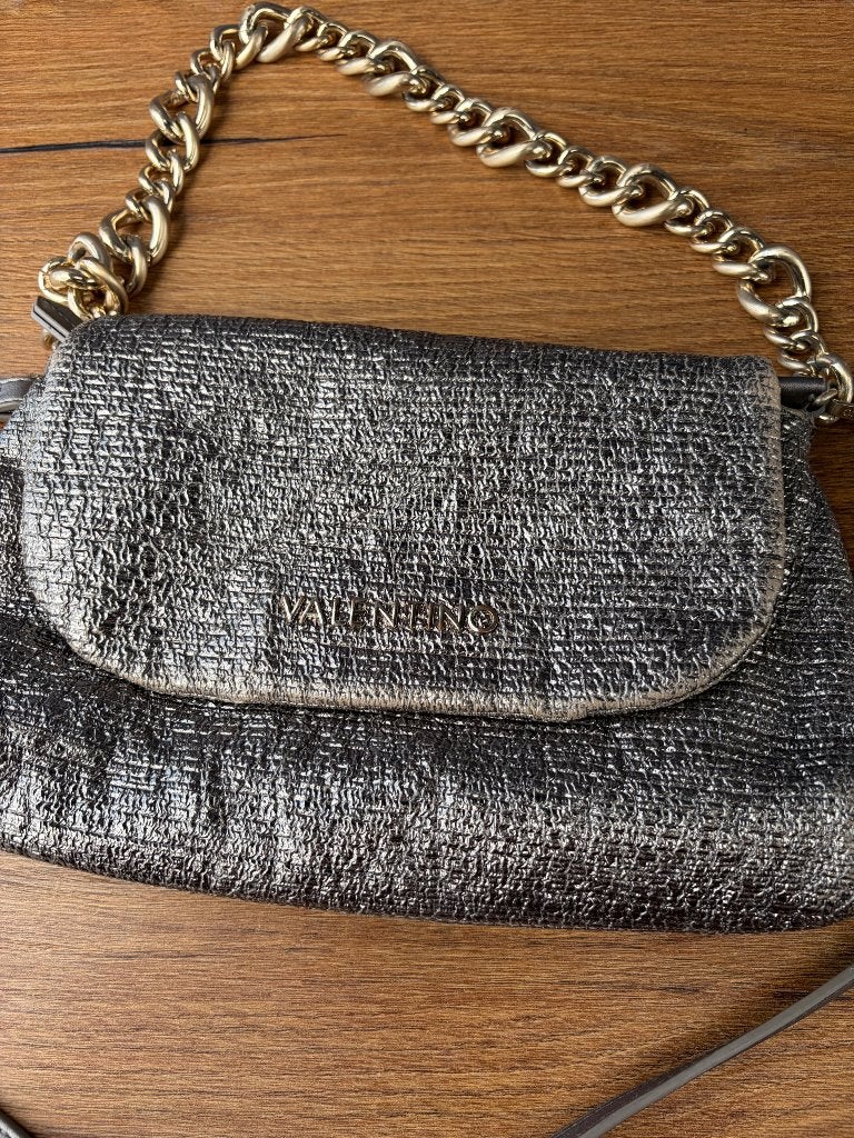 Valentino Bags handtas in het zilvergrijs, Ophalen of Verzenden, Gebruikt, Grijs, Schoudertasje