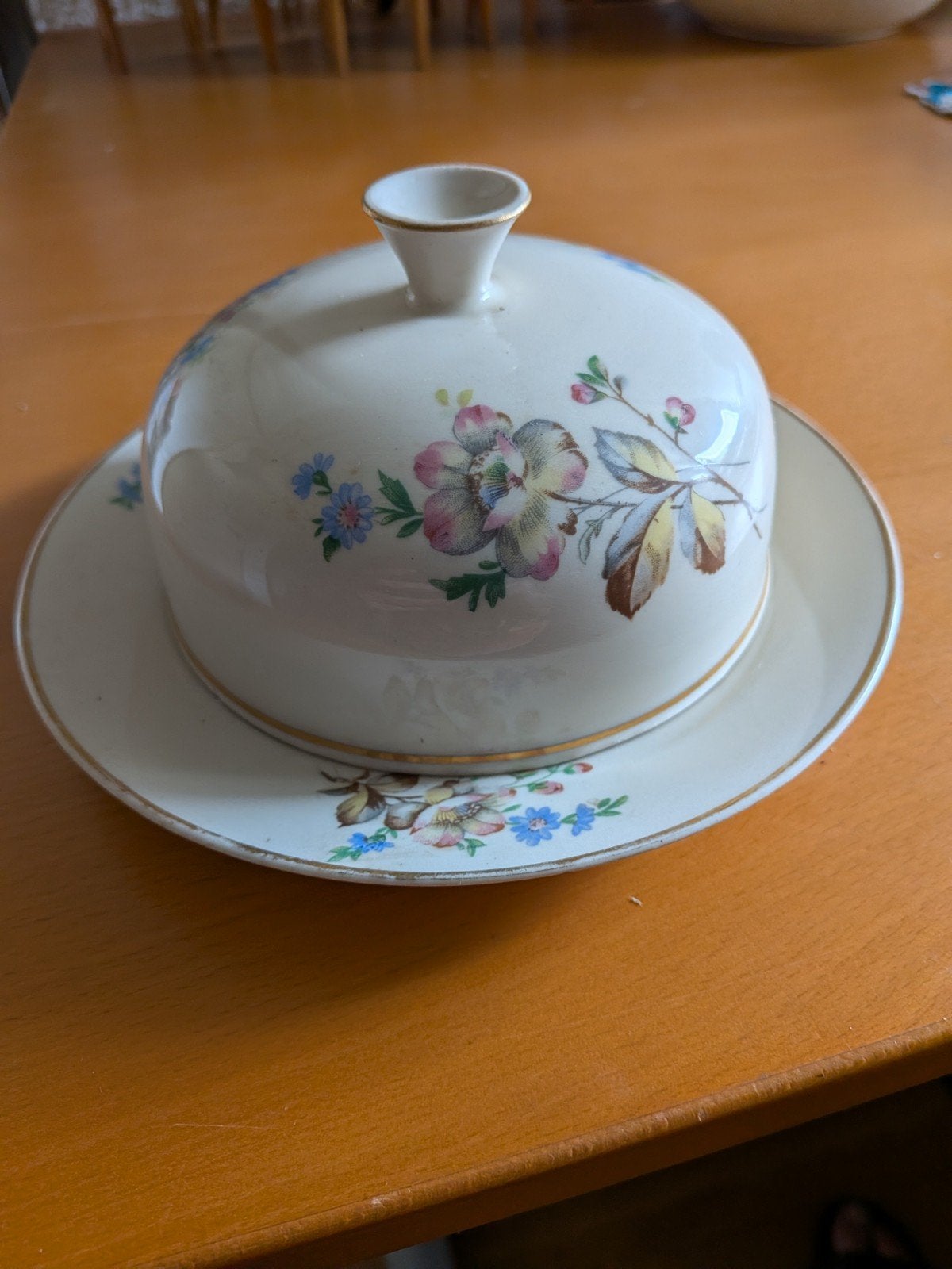 Vintage botervloot met bloemmotief - Made in Poland, Ophalen of Verzenden