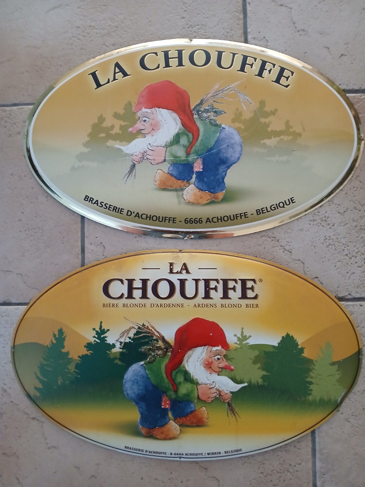 2 x La chouffe blikken bier bordje
56 cm in doorsnee, Ophalen of Verzenden, Gebruikt, Reclamebord, Plaat of Schild, Overige merken