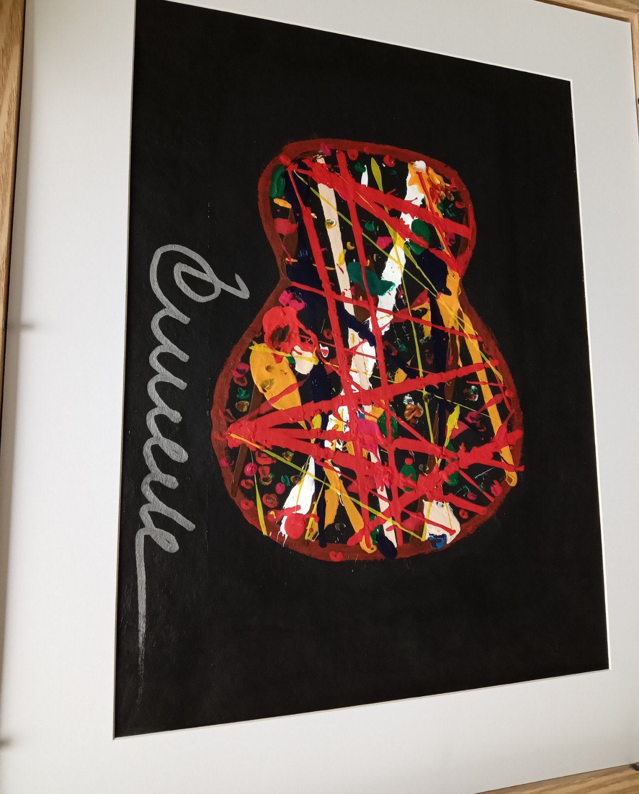 Herman van Veen - Contrabas - Verf op Papier, Antiek en Kunst, Ophalen of Verzenden