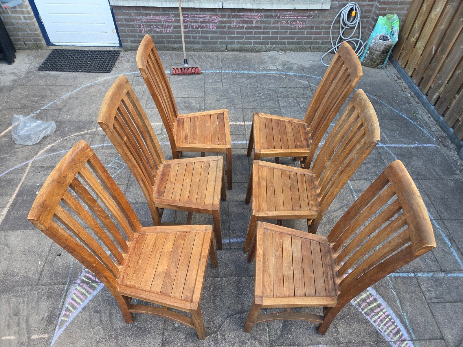 Teakhout eetkamerstoel, Ophalen of Verzenden, Bruin, Hout