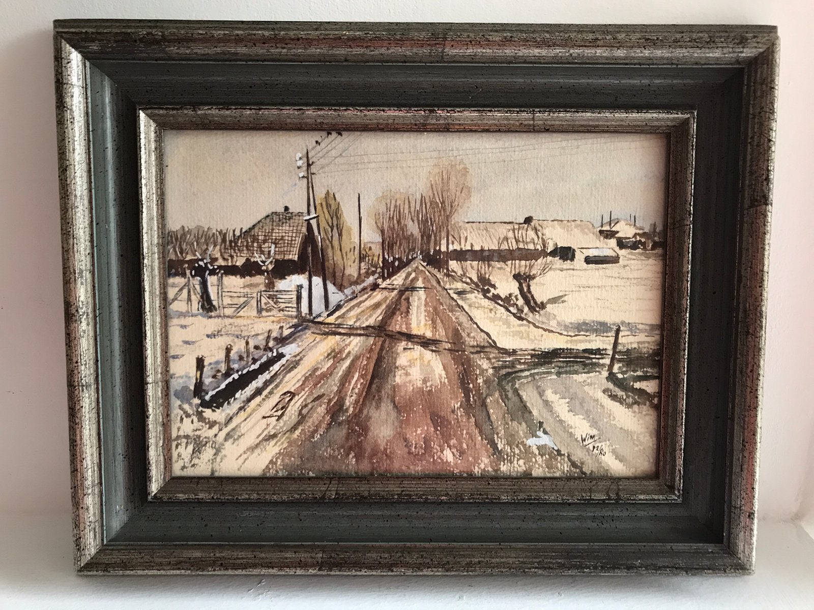 Ets winterlandschap gesigneerd Wim [Wim Steijn], Antiek en Kunst, 18 cm, Ophalen of Verzenden, Landschap, 25 cm