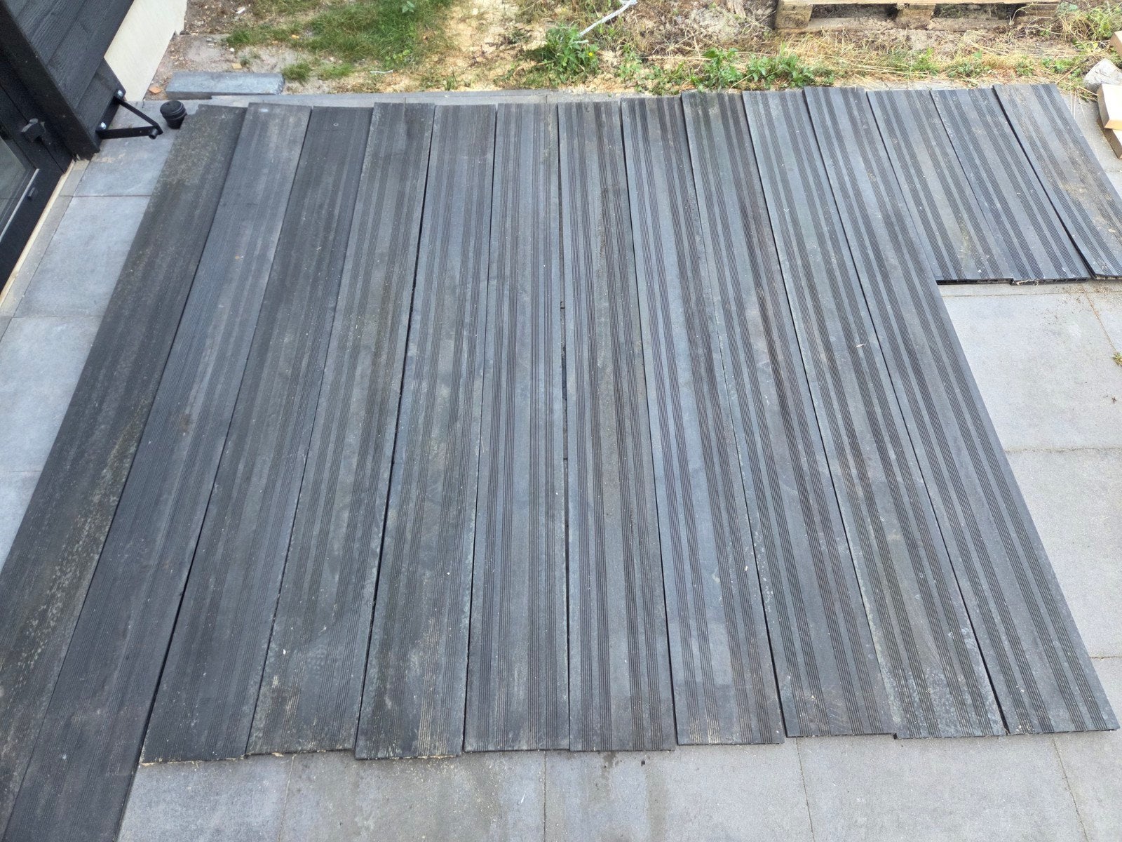 Composiet vlonderplanken antraciet 7,7m2, Ophalen, Gebruikt, Composiet