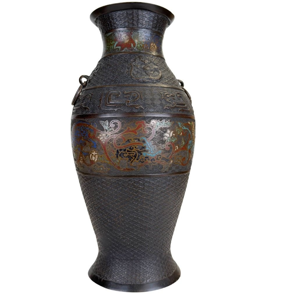 Vaas – Japans brons – Champlevé – 43 cm, Antiek en Kunst, Japan, Ophalen of Verzenden, Vaas, Brons