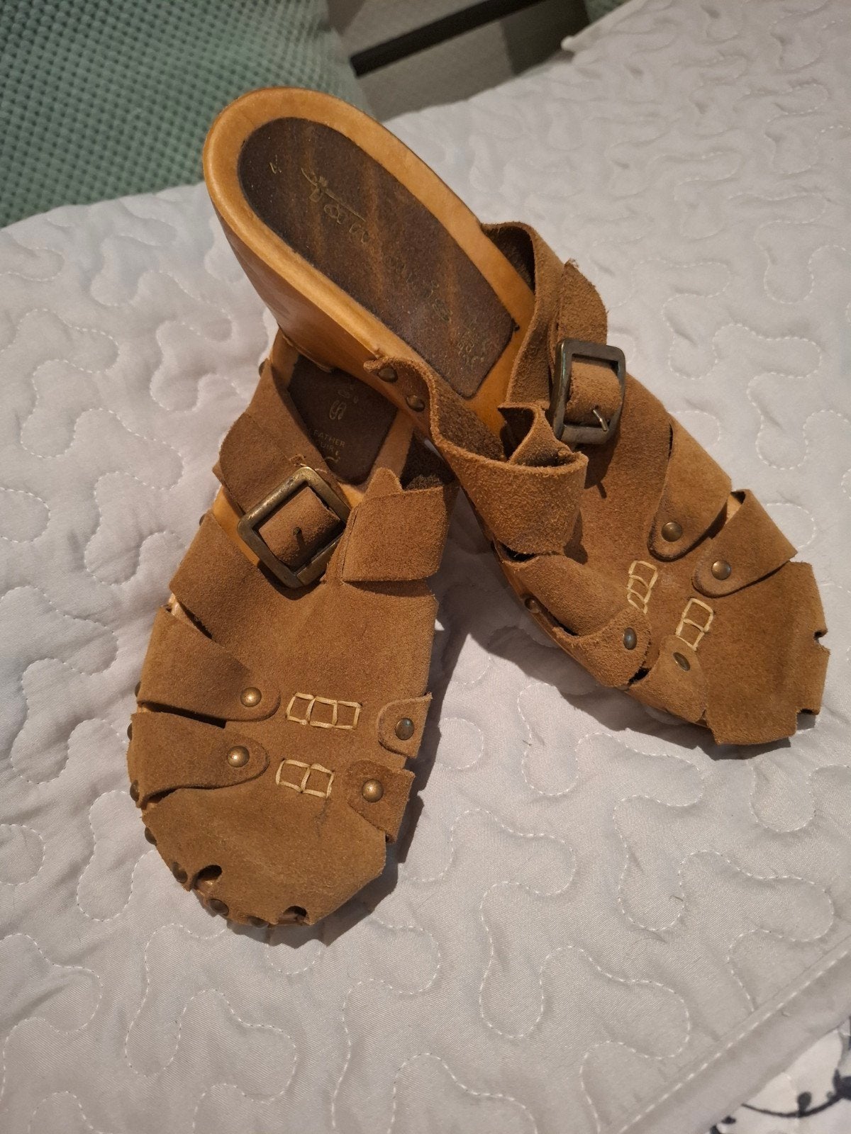 Leren bruine clogs ,klompen van Tamaris maat 41, Tamaris, Bruin, Ophalen of Verzenden, Zo goed als nieuw