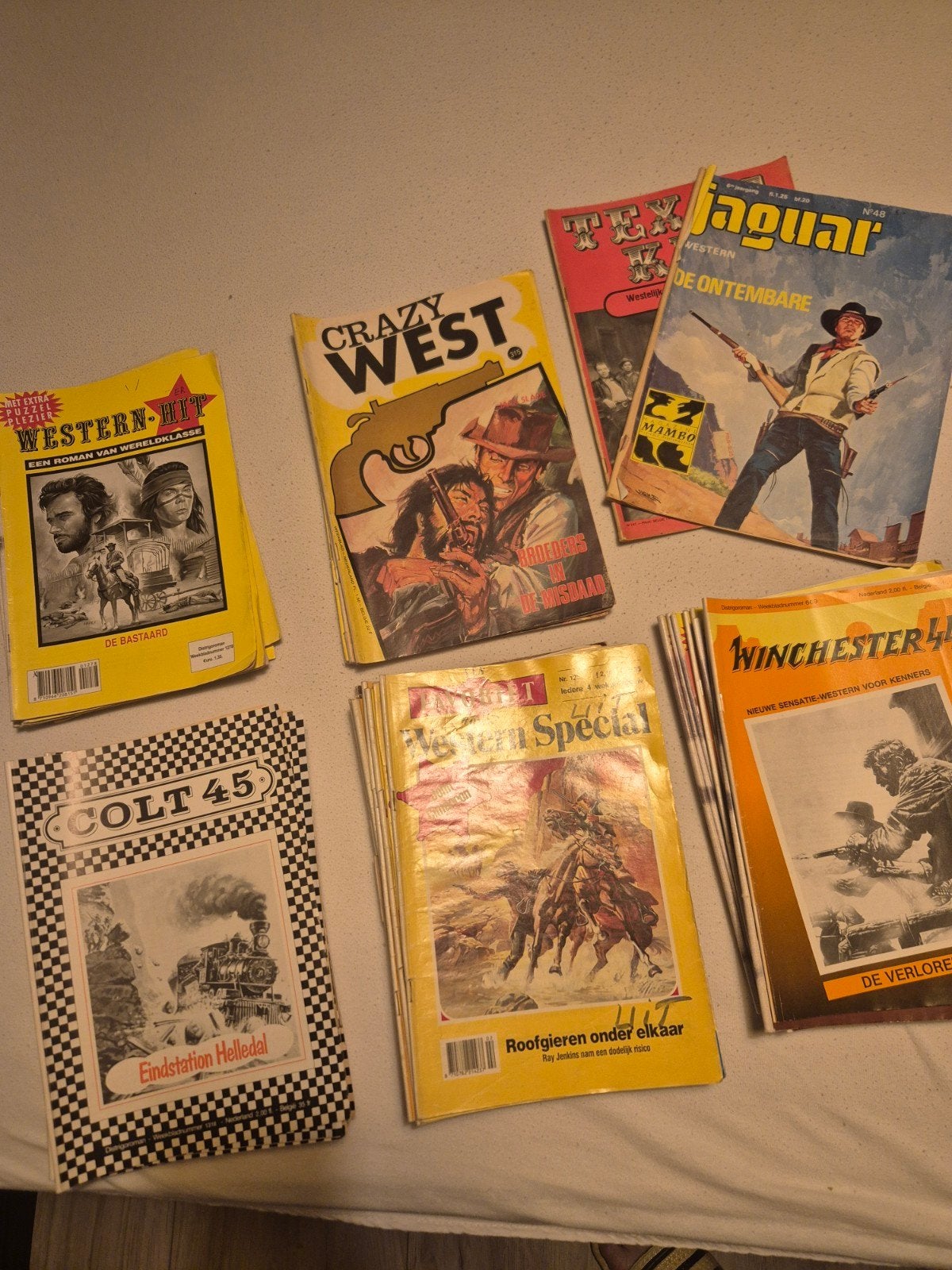 46 Western strips: Crazy West, Jaguar, Winchester, Colt, Boeken, Ophalen of Verzenden