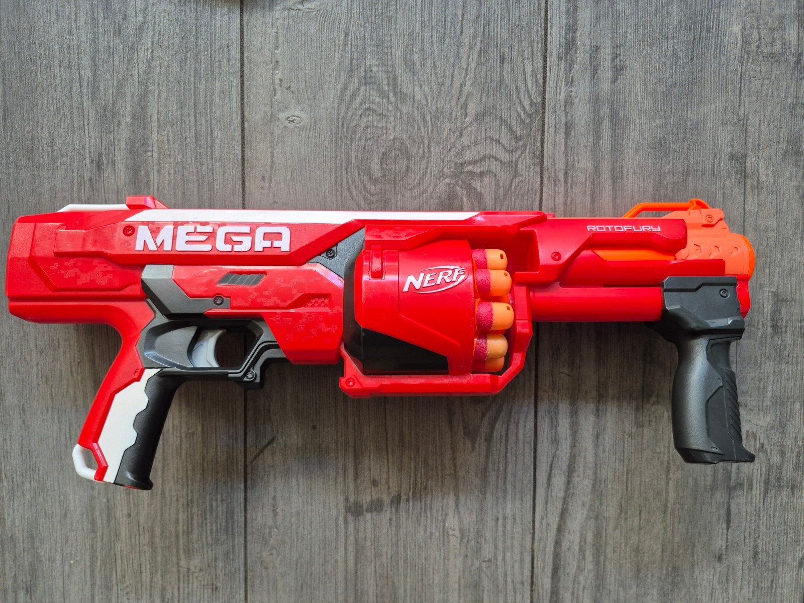 Nerf Mega Rotofury Blaster met 10 Nerf kogels, Kinderen en Baby's, Ophalen of Verzenden, Gebruikt, Jongen of Meisje