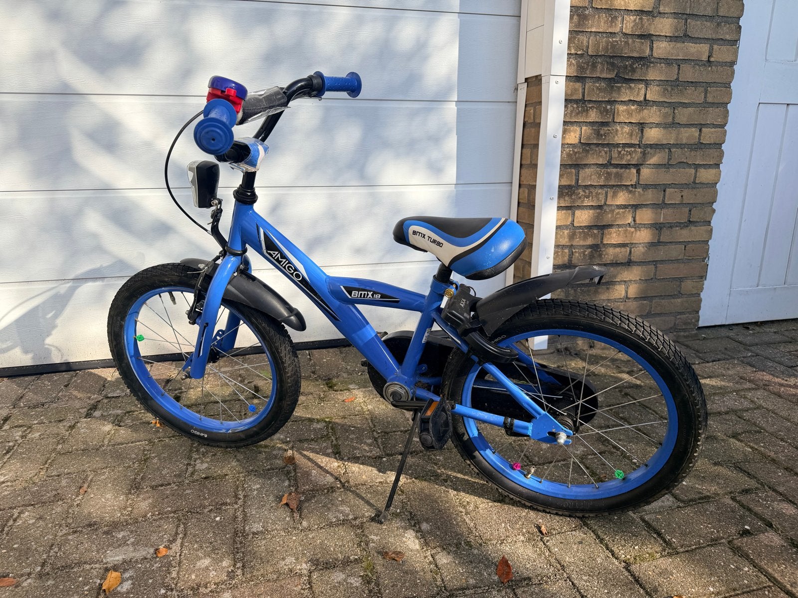 Amigo Kinderfiets 18 inch Blauw met Terugtraprem en Slot, Ophalen, Gebruikt, Terugtraprem, 16 tot 20 inch