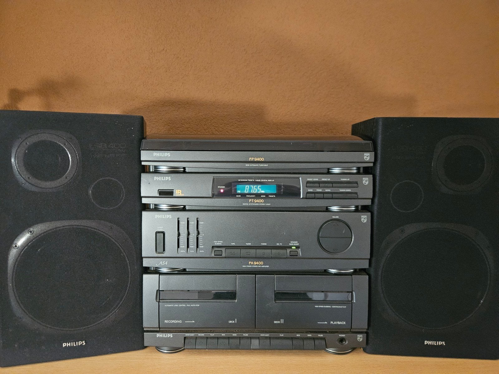Philips FP 9400 Stereo Set met Platenspeler en Speakers, Tuner of Radio, Philips, Gebruikt, Losse componenten