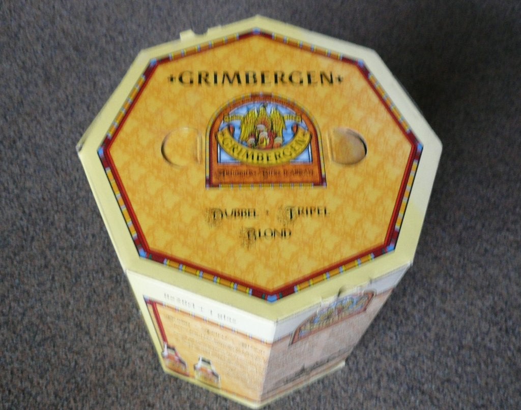 oude lege 8-hoekige geschenkdoos van GRIMBERGEN Triple bier, Verzamelen, Ophalen of Verzenden, Gebruikt, Overige typen, Overige merken