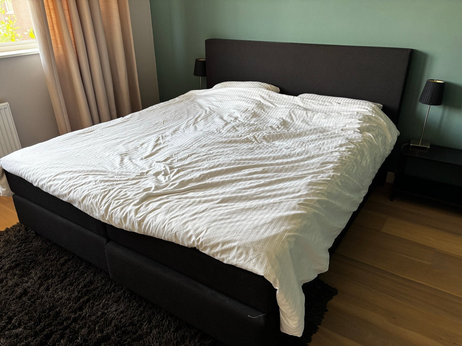 Eastborn boxspring 180x200 met topper, Ophalen, Gebruikt, Zwart, Tweepersoons