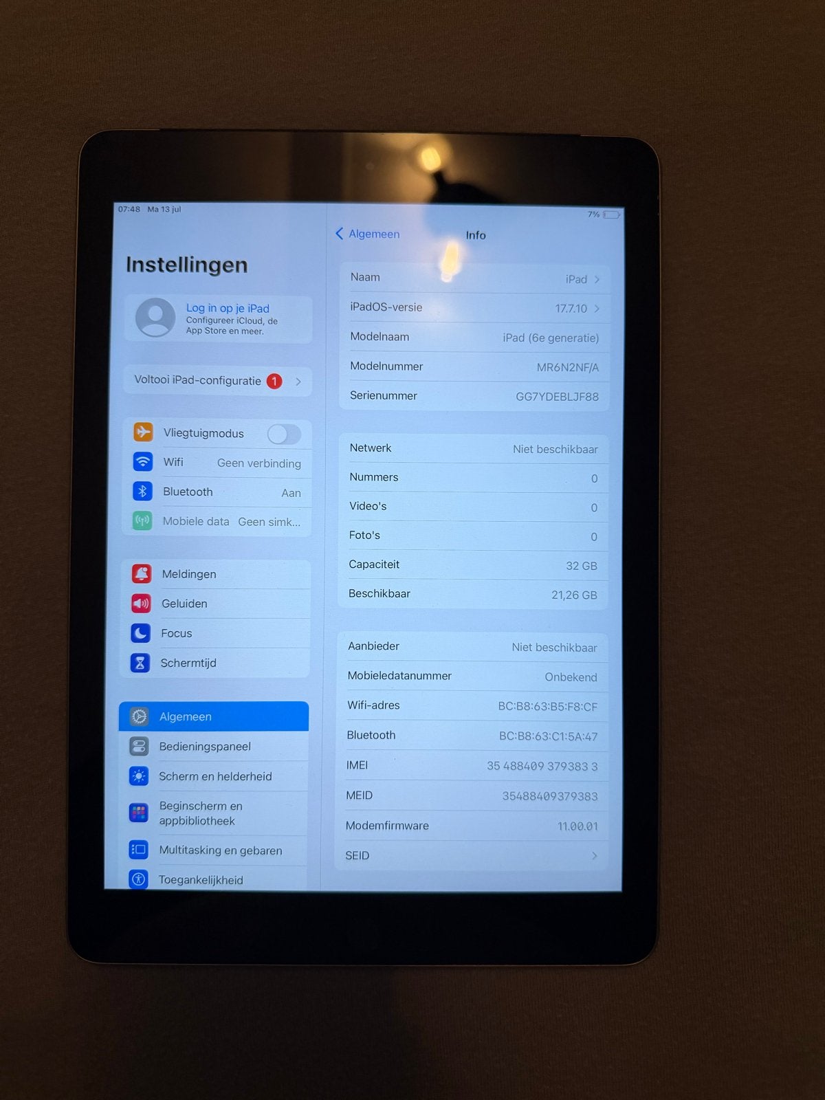 Apple iPad 6e generatie (32GB, Wi-Fi), 32 GB, Apple iPad, Zo goed als nieuw, Wi-Fi