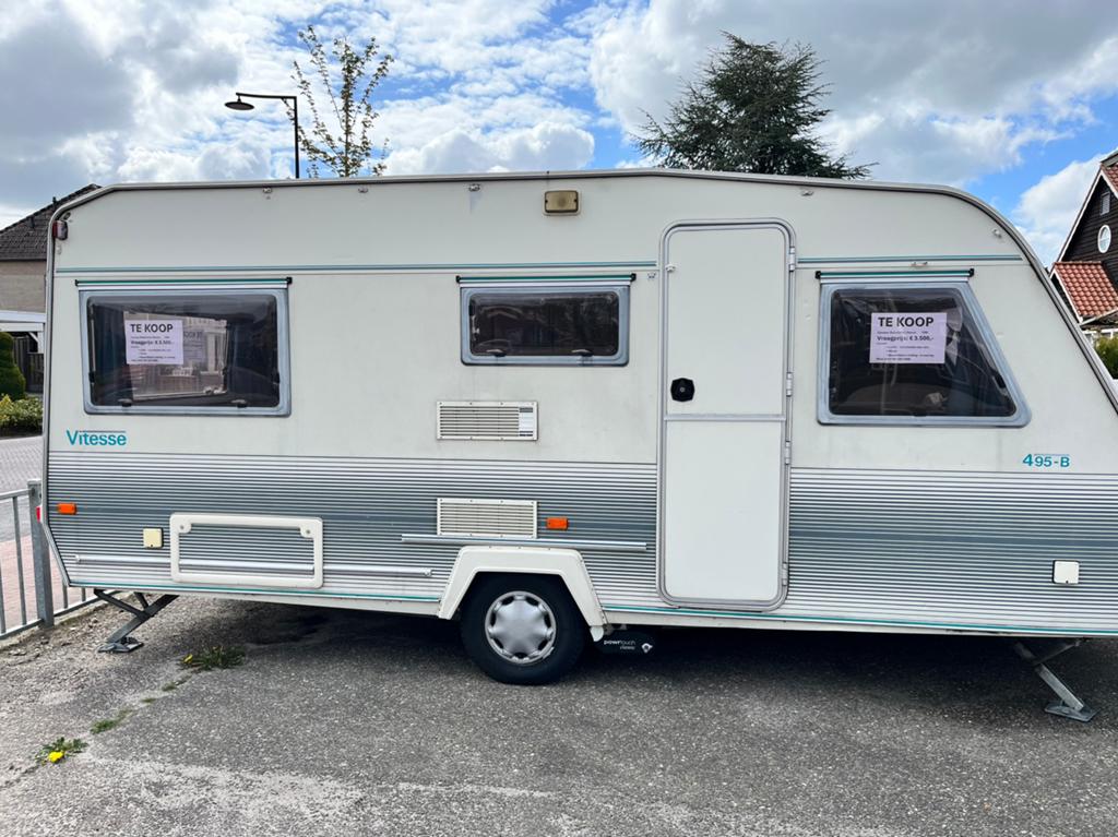 Beyerland vitesse 495B caravan, mover, enkele bedden, Caravans en Kamperen, Treinzit, 750 - 1000 kg, Particulier, Luifel