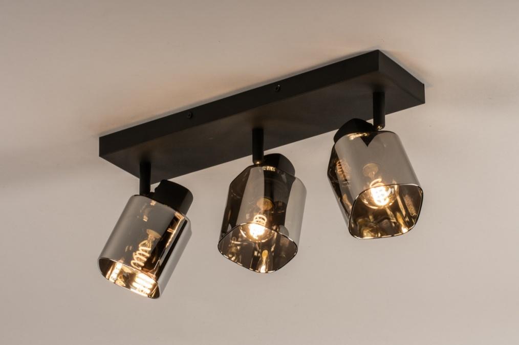 spots 38cm rookglas keuken hoekbank tafel bed plafondlamp, Ophalen of Verzenden, Nieuw, Metaal of Aluminium, Led