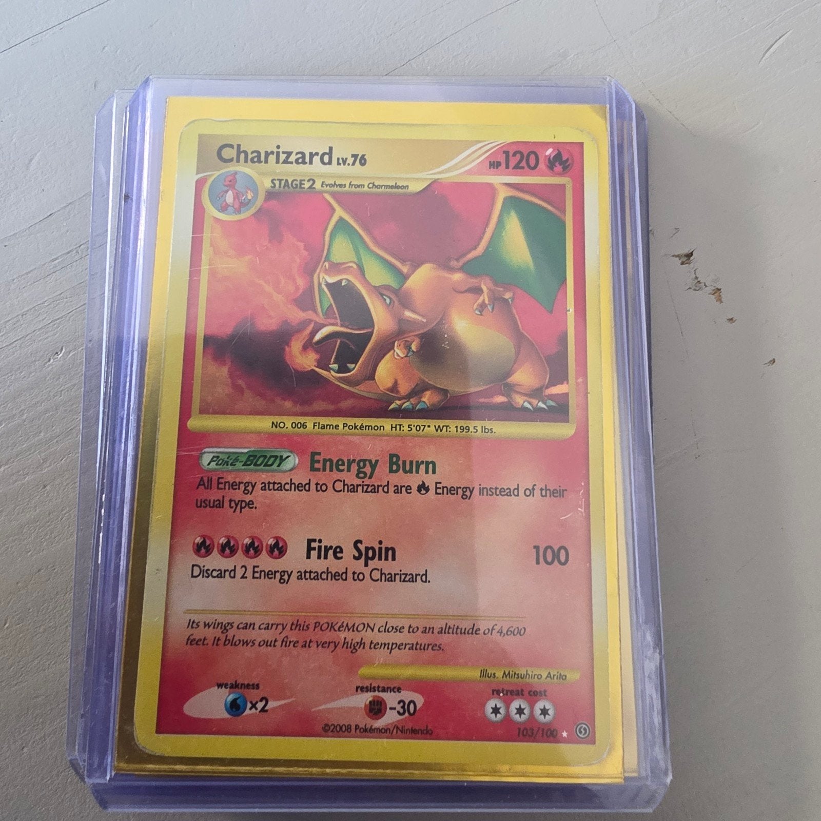 Charizard LV.76 Secret Rare 103/100 Stormfront Pokémon Kaart, Hobby en Vrije tijd, Ophalen of Verzenden, Zo goed als nieuw, Losse kaart