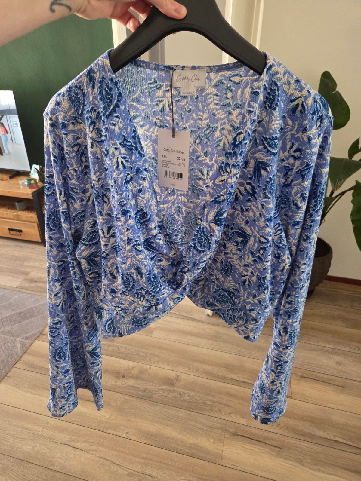 nieuw! Cotton Club vlinder Mouwen Top Blauw/Beige bloemen, Kleding | Dames, T-shirts, Blauw, Maat 46/48 (XL) of groter, Nieuw