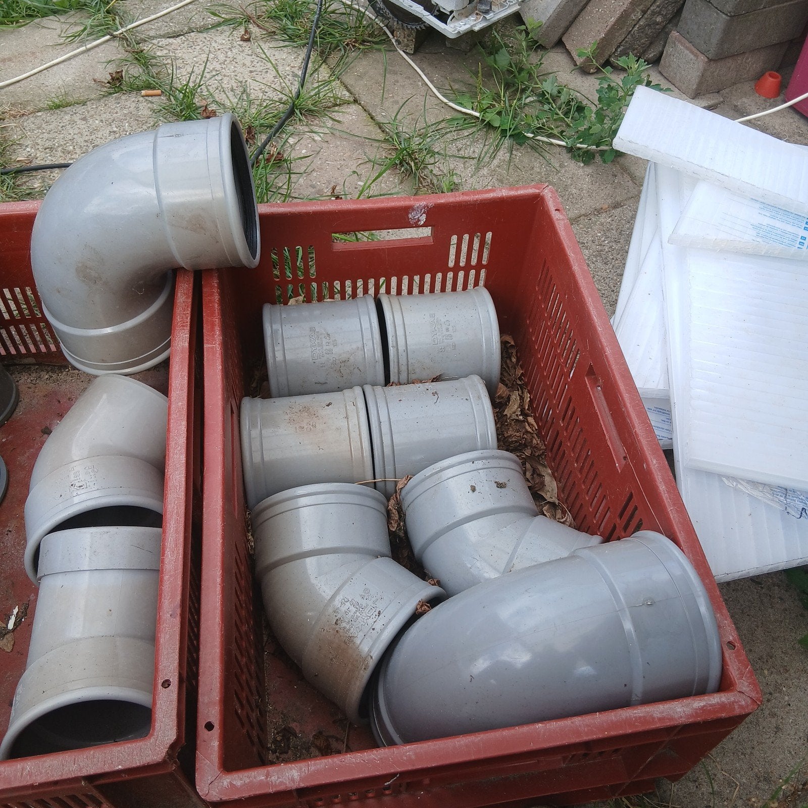 Diverse Dyka PVC 125  bochten en sokken voor afvoer, Afvoer, Pvc, Nieuw, Ophalen of Verzenden