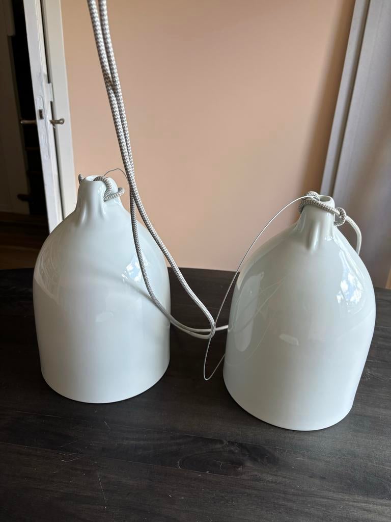 Set van 2 pols potten buffer Hanglampen bronzen Binnenkant, Huis en Inrichting, Ophalen, Zo goed als nieuw, Metaal, 50 tot 75 cm