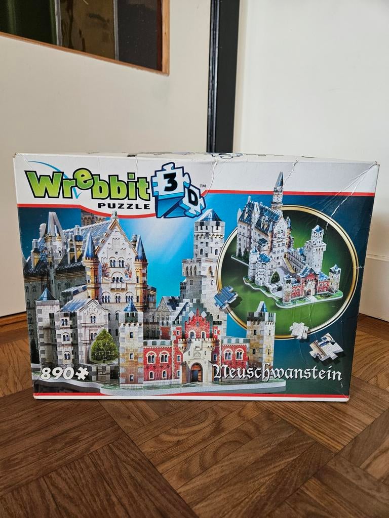 Wrebbit 3D Neuschwanstein Kasteel Puzzel - 890 Stukjes, Ophalen, 500 t/m 1500 stukjes, Zo goed als nieuw, Rubik's of 3D-puzzel