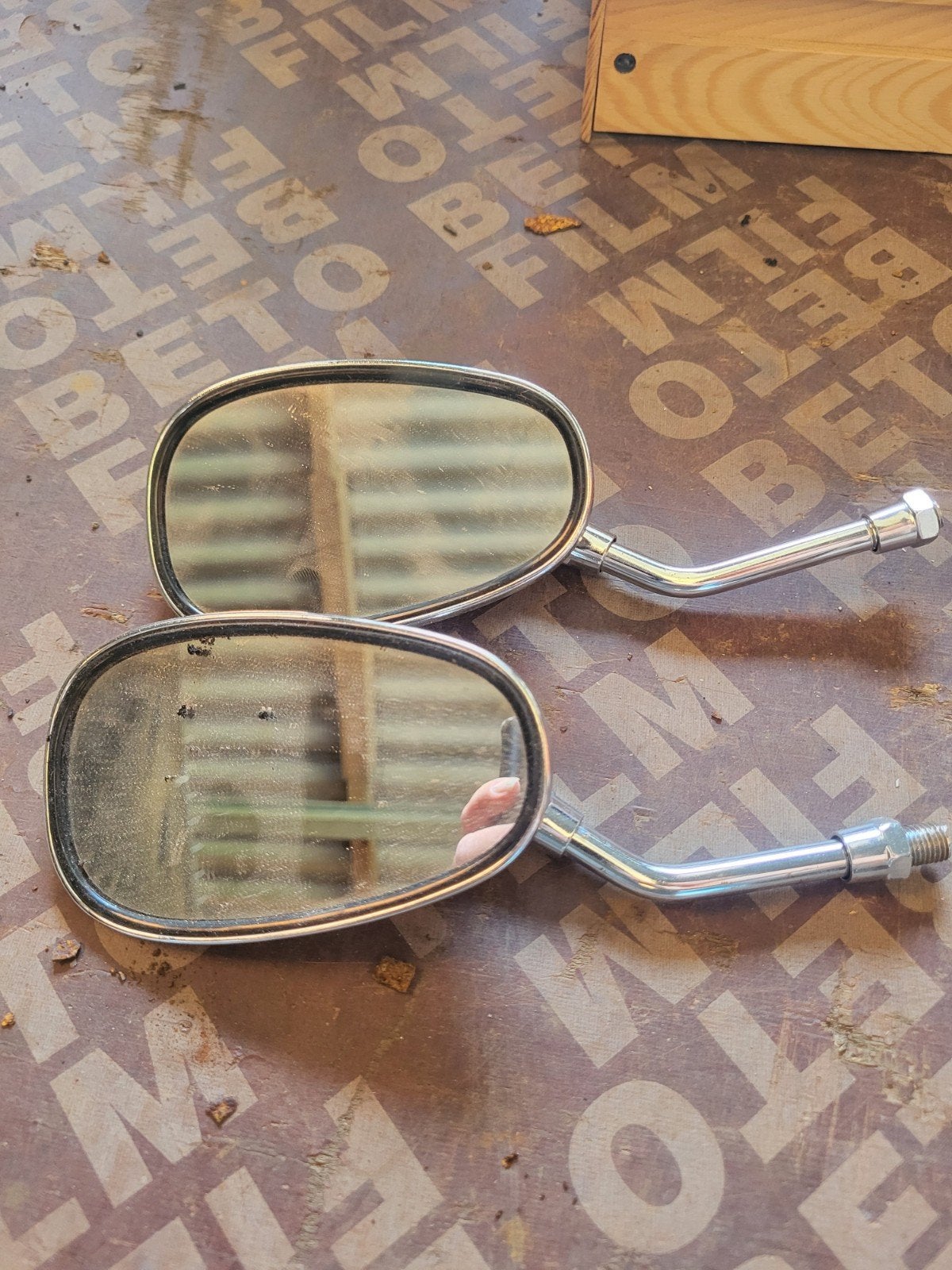 Set van 2 chromen oldtimer spiegels, Ophalen of Verzenden, Gebruikt, Universele onderdelen