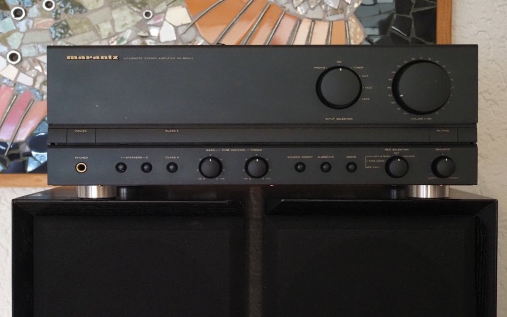 Marantz Versterker + 2 Luidprekers, Vloerstaande luidspreker, Gebruikt, 60 tot 120 watt, Ophalen