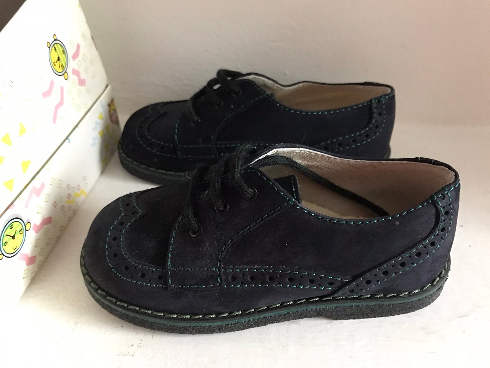 Leren kinderschoen blauw suede Time Italy maat 24 nieuwstaat, Jongen of Meisje, Schoenen, Ophalen of Verzenden, Zo goed als nieuw