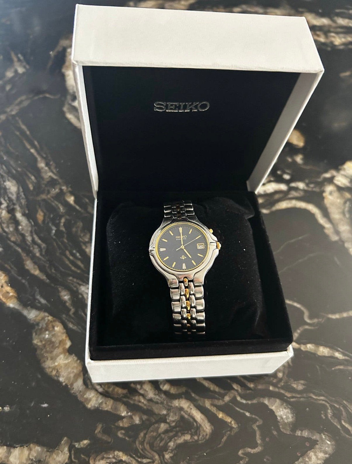 Seiko Kinetic 5M42-0A6 Vintage Horloge – Two-Tone – 1995, Seiko, Staal, Met bandje, Polshorloge