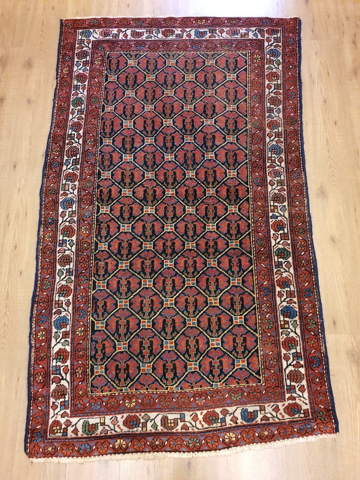 Vintage handgeknoopt perzisch tapijt antiek 200x118, Info@SlatsAntiek.nl, Tweedehands, 100 tot 150 cm, Perzisch