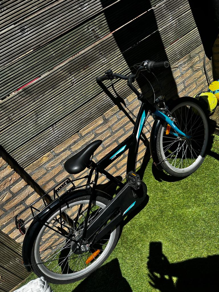 Jongensfiets - Zwart met blauwe accenten, Overige merken, Gebruikt, Velgrem, Minder dan 49 cm