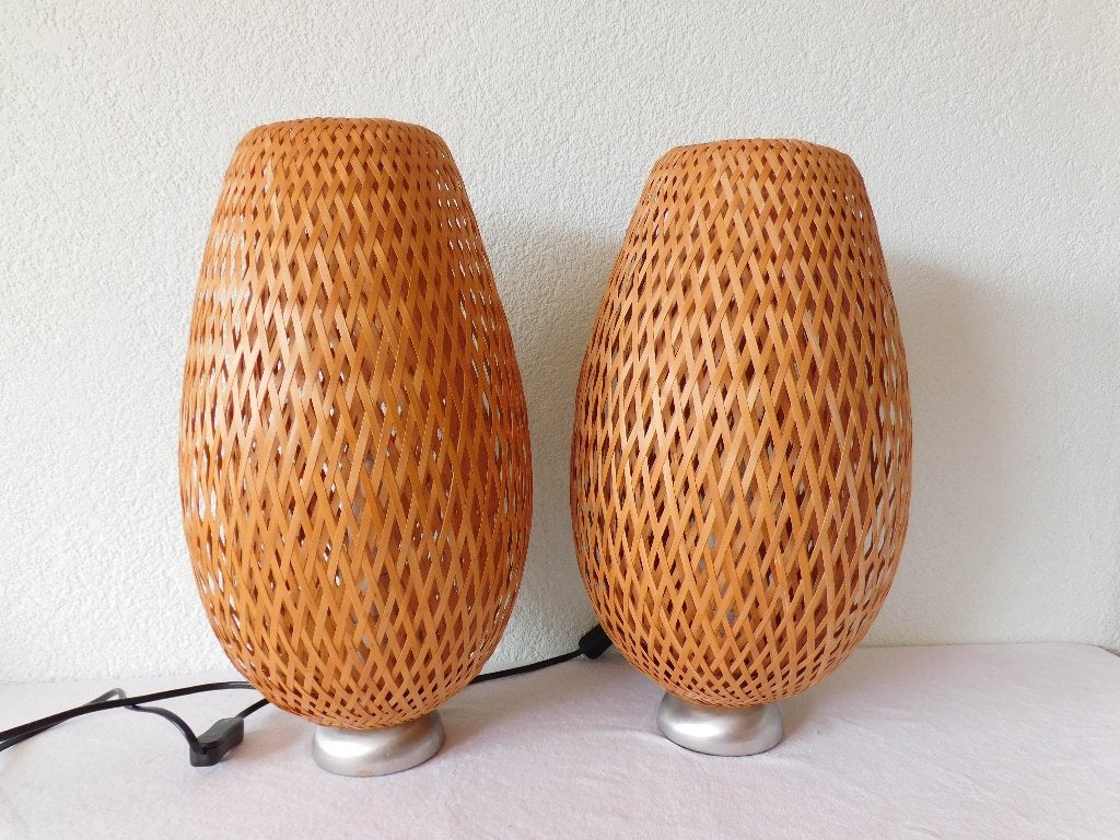 2x Vintage bamboe IKEA Böja-lamp, designer Maria Vinka, hg 4, Overige materialen, Gebruikt, Vintage, Ophalen of Verzenden