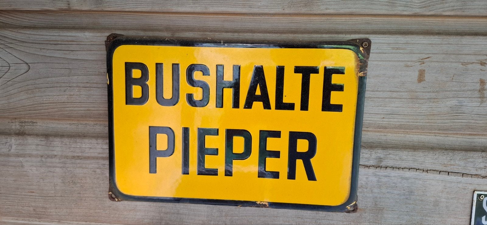 Emaille bord Bushalte Pieper, Ophalen of Verzenden