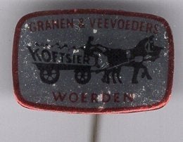 Koetsier granen veevoeders Woerden blik speldje ( F_043), Verzamelen, Verzenden, Zo goed als nieuw, Transport, Speldje of Pin