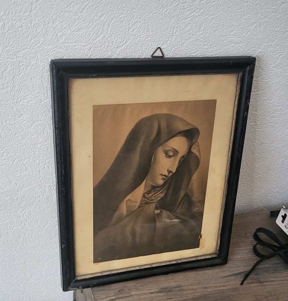 Mooi Maria schilderij achter glas, Antiek en Kunst, Ophalen