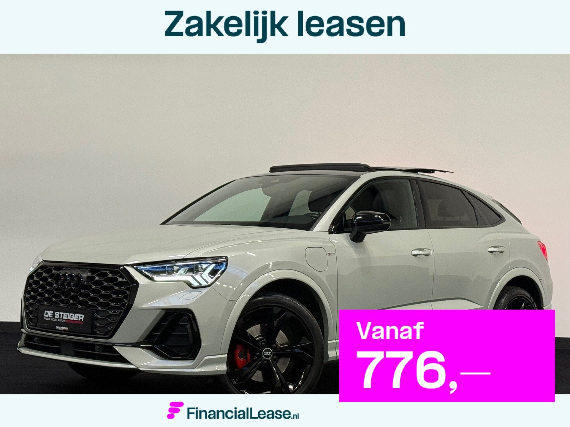 Audi Q3 Sportback 45 TFSI e RSQ3 ACC Pano 360 Sonos Memory S, Gebruikt, Zwart, Hybride Elektrisch/Benzine, Zilver of Grijs