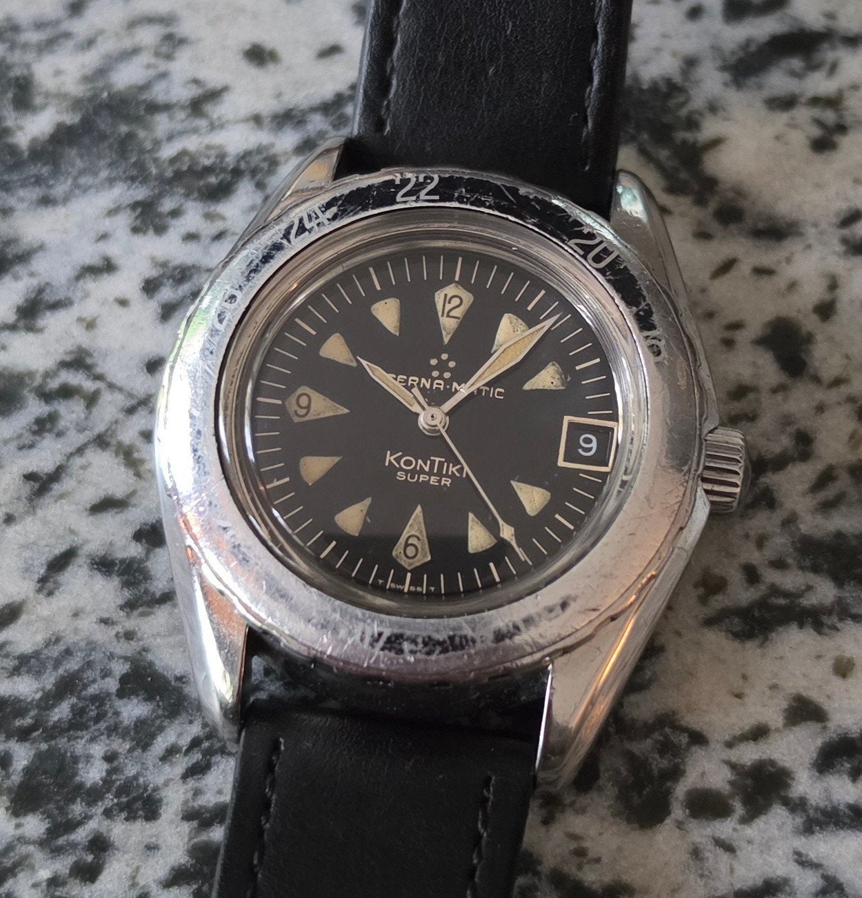 Eterna Matic Super Kontiki FTP-1 vintage diver duikhorloge, Sieraden, Tassen en Uiterlijk, Ophalen, Polshorloge, Staal, Overige merken