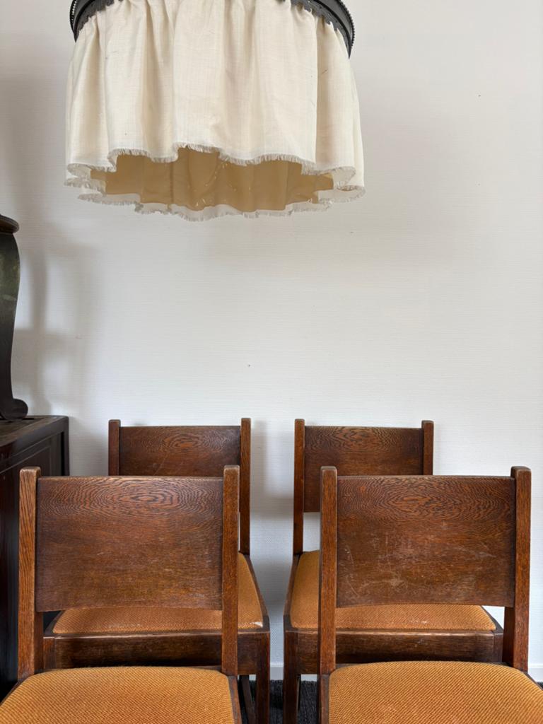 Art deco/ Amsterdamse school set van 4 stoelen, Antiek en Kunst, Antiek | Meubels | Stoelen en Banken, Ophalen