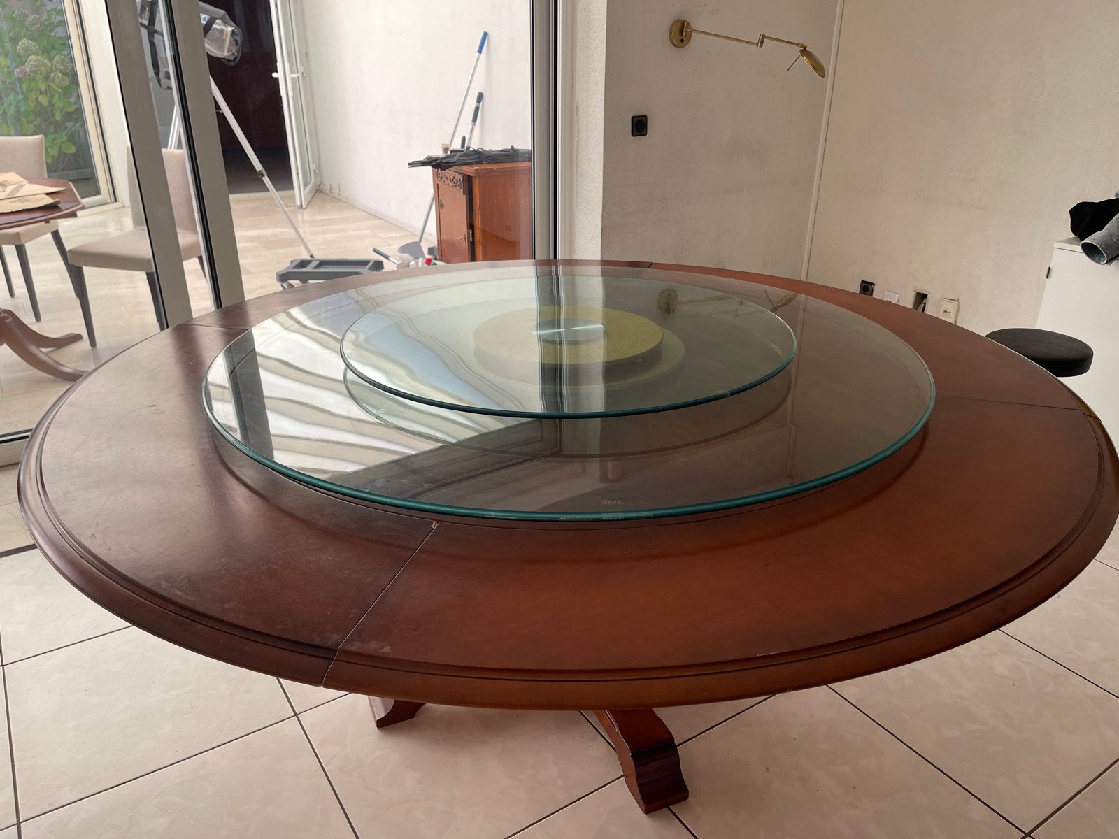 Kleine glazen Chinese draaitafel, zware kwaliteit, Ophalen, Aziatisch, Gebruikt, 50 tot 100 cm